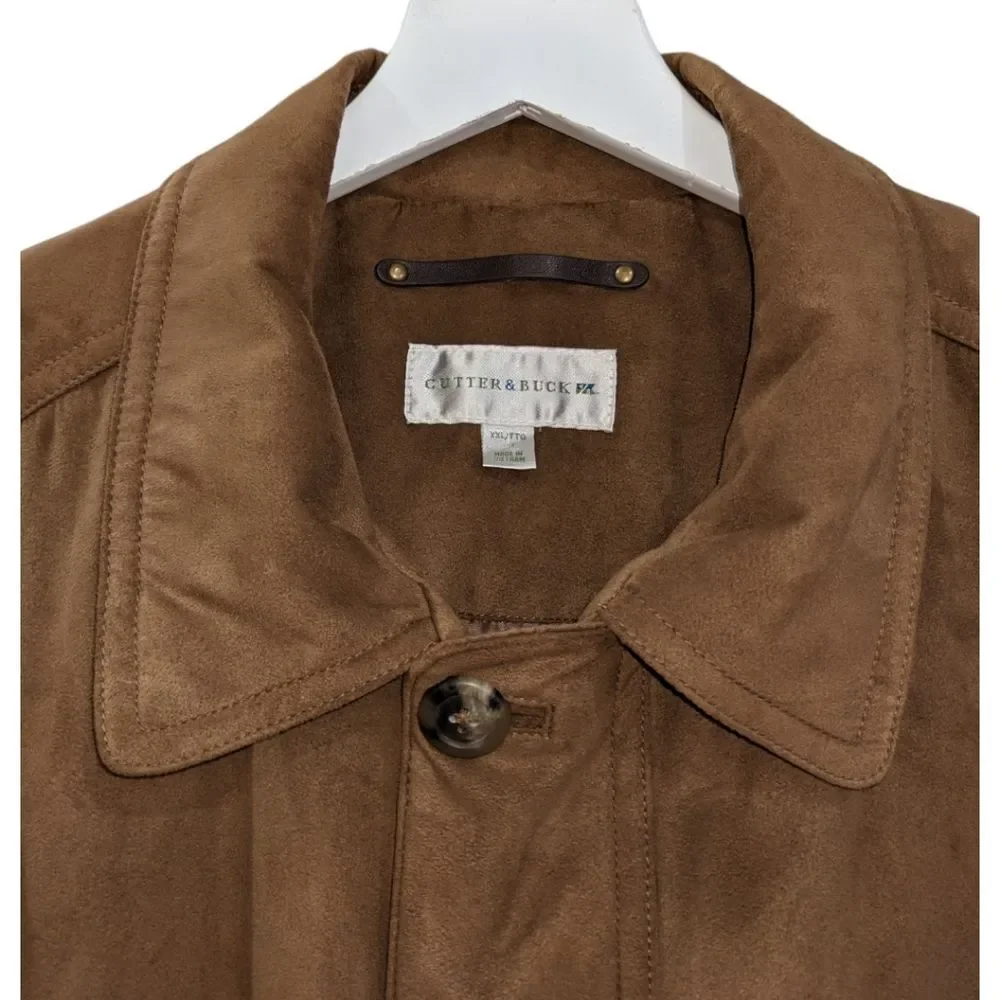 Cutter & Buck Men's Camel Tan Faux Suede Button & Zip Up Jacket Size XXL - Picture 6 of 11